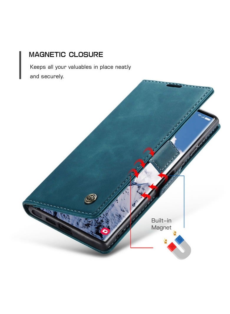 Case Me Case Me Compatible With Samsung Galaxy S25 Ultra Flip Case Wallet Protection Leather Cover with Card Holder (Mint Green)  - Image 4