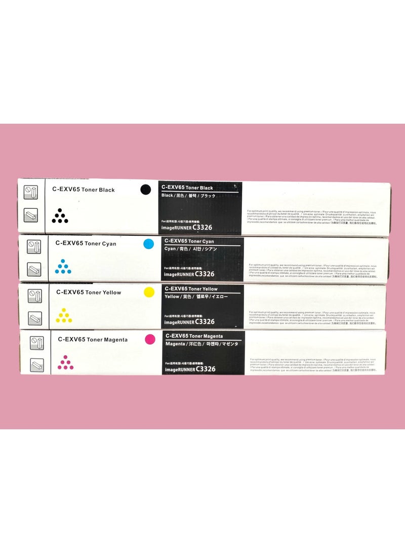 LET MY C-EXV 65 Toner - Compatible with Printer Canon IR C3326i Canon IR C3326 (4-Color Set) - Image 1