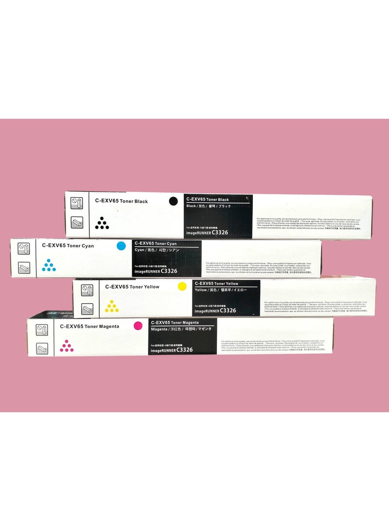 LET MY C-EXV 65 Toner - Compatible with Printer Canon IR C3326i Canon IR C3326 (4-Color Set) - Image 2
