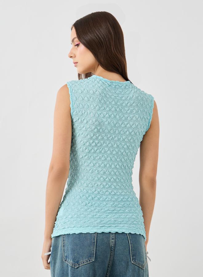 تايك تو توب بدون أكمام بياقة دائرية بنقوش مميزة - Image 4