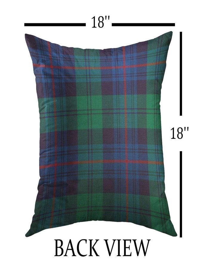 Mugod Decorative Throw Pillow Cover for Couch Sofa,Blue Plaid Armstrong Tartan Green Royal Home Decor Pillow case 18x18 Inch - Image 2