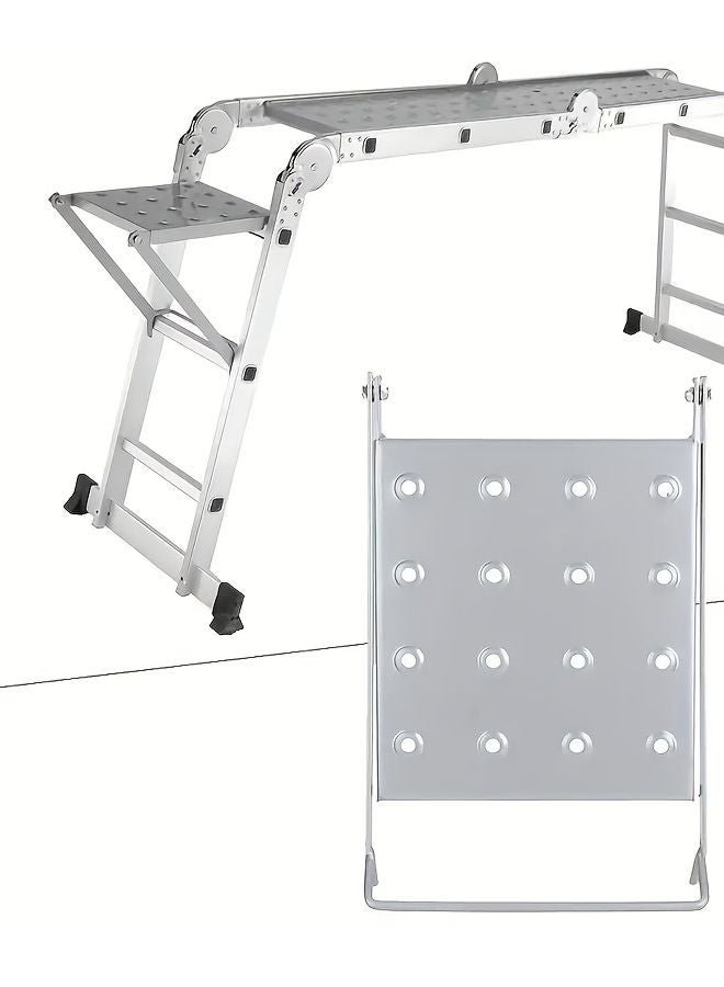 Heavy Duty 400 Lbs Capacity Metal Ladder Platform Silvery Non Slip Extendable Work System - Image 2