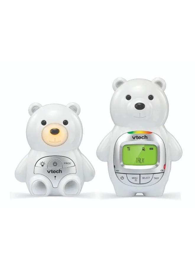 في تك Baby Bear Digital Audio Monitor With Up To 1,000 Ft of Range Vibrating Sound Alert Talk Back Intercom Temperature Indicator Night Light Loop And Parent Unit - White