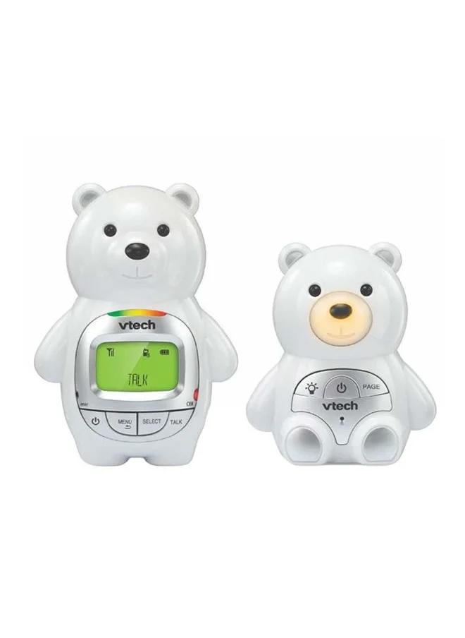 vtech Baby Bear Digital Audio Monitor With Up To 1,000 Ft of Range Vibrating Sound Alert Talk Back Intercom Temperature Indicator Night Light Loop And Parent Unit - White