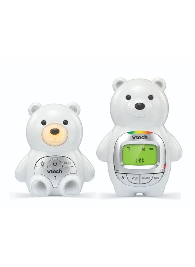 vtech Baby Bear Digital Audio Monitor With Up To 1,000 Ft of Range Vibrating Sound Alert Talk Back Intercom Temperature Indicator Night Light Loop And Parent Unit - White