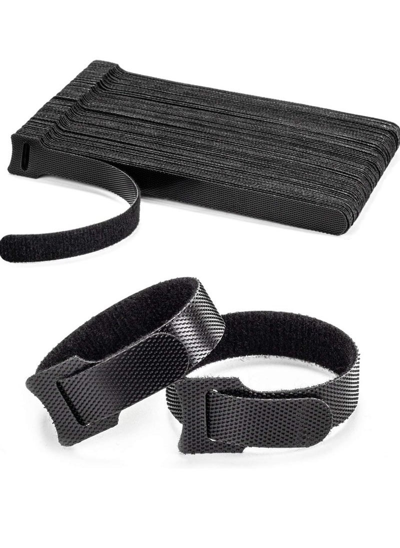 Generic - 100PCS Reusable Cable Ties, Black Adjustable 6-Inch Cord Organizer Ties, Multi-purpose Hook Loop Cable Management Wire Ties for Organizing Home, Office, Data Centers - Image 1