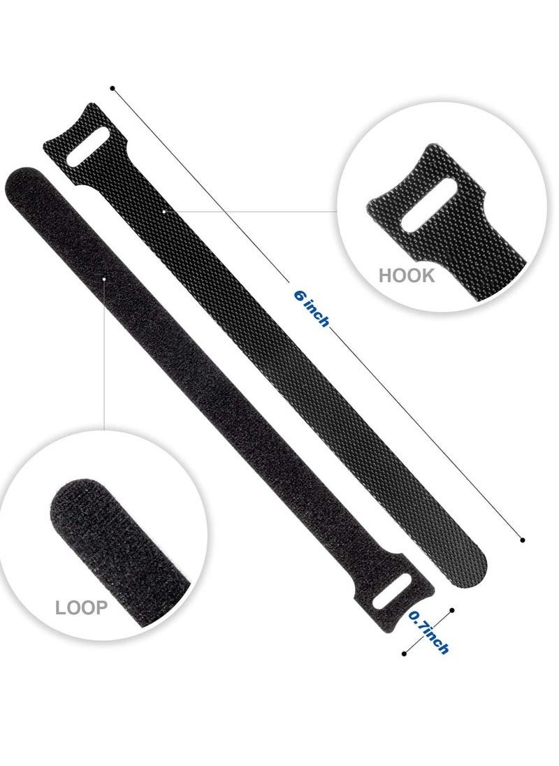 Generic - 100PCS Reusable Cable Ties, Black Adjustable 6-Inch Cord Organizer Ties, Multi-purpose Hook Loop Cable Management Wire Ties for Organizing Home, Office, Data Centers - Image 1