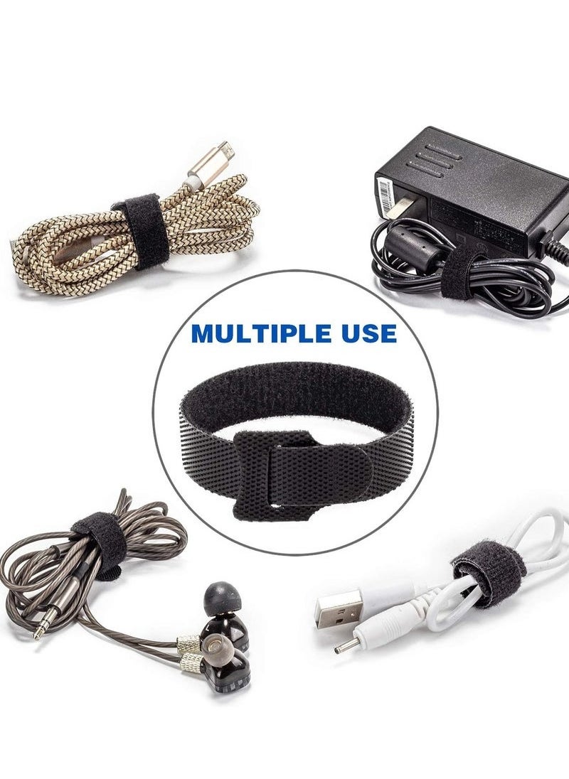 Generic - 100PCS Reusable Cable Ties, Black Adjustable 6-Inch Cord Organizer Ties, Multi-purpose Hook Loop Cable Management Wire Ties for Organizing Home, Office, Data Centers - Image 1