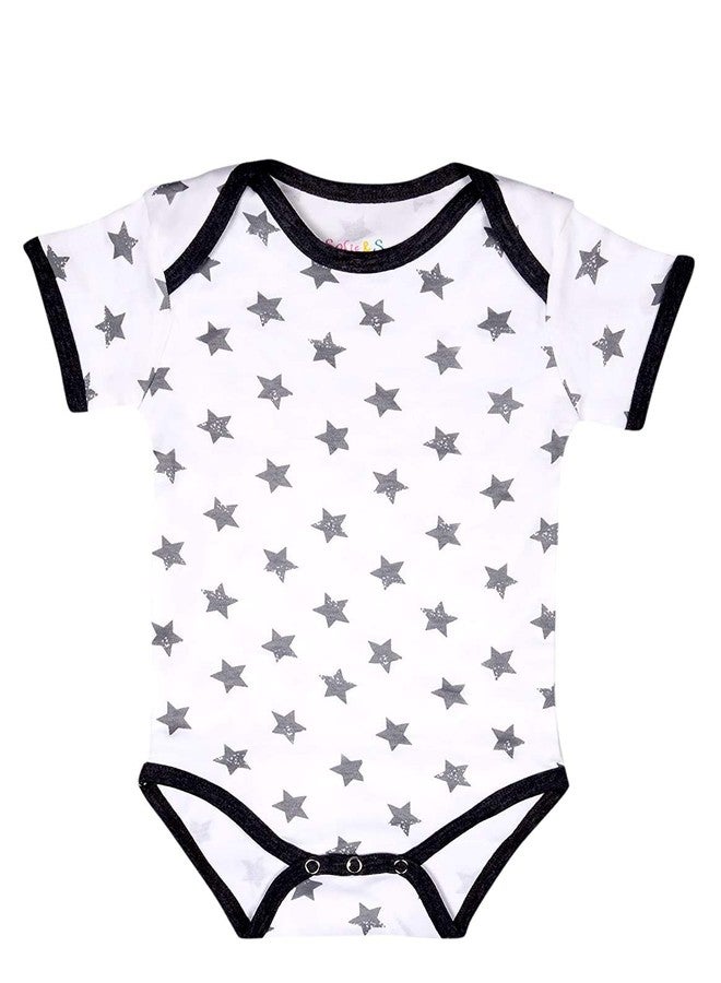 Sofie & Sam Premium Cotton 1 Pc Baby Romper Half Sleeves (3-6) Months - Star/Grey - Image 1