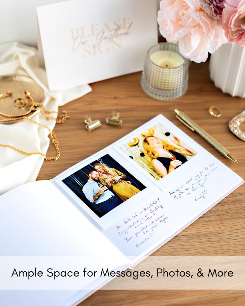 Lamare Lamare Wedding Guest Book - Elegant Guest Book Weddings Reception, Baby Shower, Polaroid Guest Book for Wedding and Special Events - 100 Blank Pages for Wedding Sign in and Photos  - Image 3