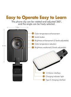 Hihonor Selfie Light for iPhone,Portable Phone Clip on Light,Rechargeable LED Ring Light for Phone,Video Recording,Camera,Laptop,TikTok,Tablet,Vlog,Computer,5 Lighting Modes,80 LED High Power  - Image 3