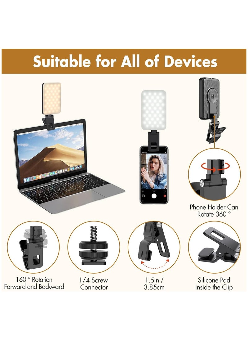 Hihonor - Selfie Light for iPhone,Portable Phone Clip on Light,Rechargeable LED Ring Light for Phone,Video Recording,Camera,Laptop,TikTok,Tablet,Vlog,Computer,5 Lighting Modes,80 LED High Power - Image 1