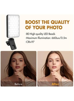 Hihonor Selfie Light for iPhone,Portable Phone Clip on Light,Rechargeable LED Ring Light for Phone,Video Recording,Camera,Laptop,TikTok,Tablet,Vlog,Computer,5 Lighting Modes,80 LED High Power  - Image 5