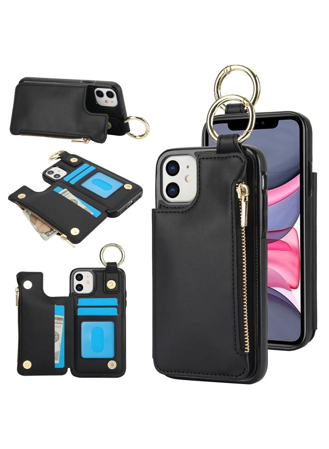 S-TOP Case For iPhone 11 RFlD Anti-theft Double Buckle Ring Zipper Card Phone Case - Image 1