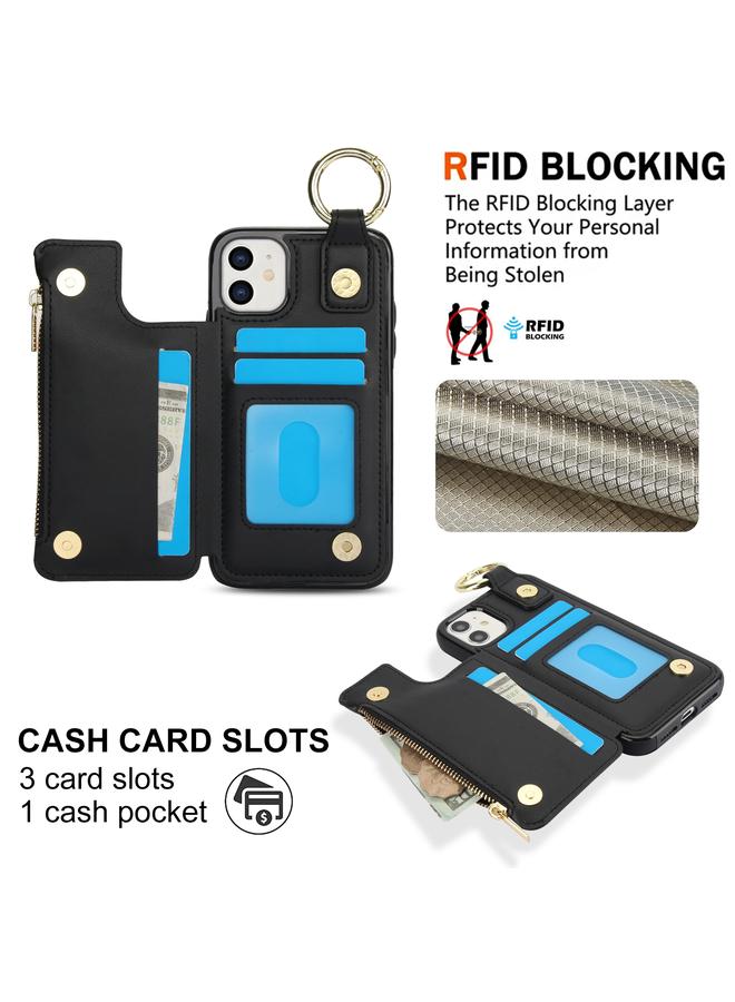 S-TOP Case For iPhone 11 RFlD Anti-theft Double Buckle Ring Zipper Card Phone Case - Image 3