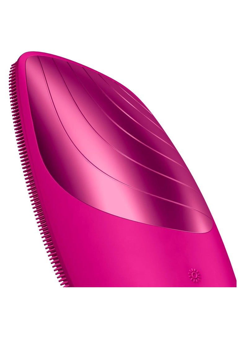 GESKE SmartAppGuided Sonic Thermo Facial Brush | 6 in 1 | Skin Cleansing | Cleansing Brush with Thermal Function | Facial Massager | Electric Facial Brush | Facial Cleansing Device - Magenta