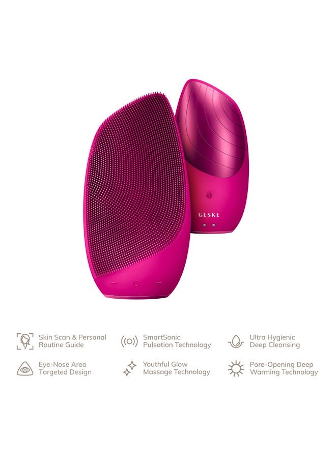 GESKE GESKE SmartAppGuided Sonic Thermo Facial Brush | 6 in 1 | Skin Cleansing | Cleansing Brush with Thermal Function | Facial Massager | Electric Facial Brush | Facial Cleansing Device - Magenta  - Image 2