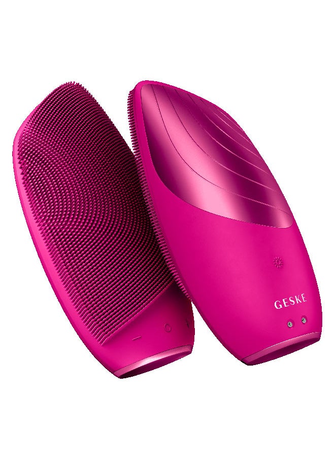 GESKE GESKE SmartAppGuided Sonic Thermo Facial Brush | 6 in 1 | Skin Cleansing | Cleansing Brush with Thermal Function | Facial Massager | Electric Facial Brush | Facial Cleansing Device - Magenta  - Image 4
