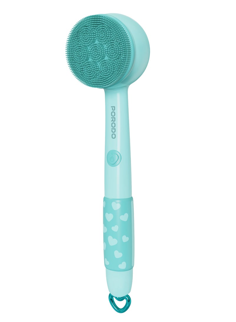 porodo Kids Electric Bath Brush /Child Friendly/ Soft Silicone Brush for boys /Soft Loofah Cleanser / Soft Bristle Brush/Kid-Friendly Bath Brush For Little Hands and Gentle Scrubbing - Blue - Image 1