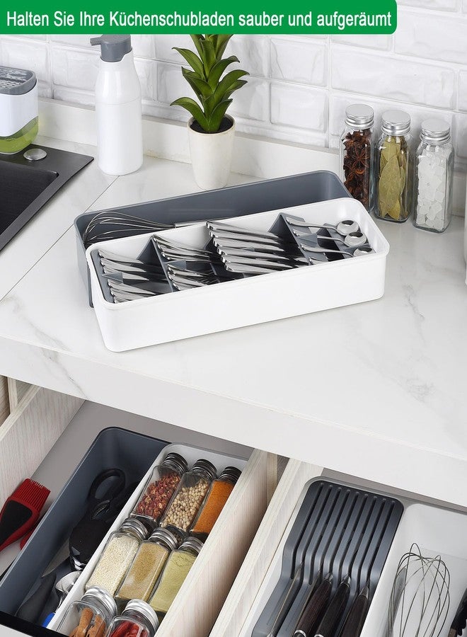Dhadh Kitchen Drawer Organizer, Utensil Organizer, Large Expandable Cutlery Organizer in Drawer, Adjustable Plastic Flatware Spoon Fork Storage Tray for Kitchen Gadgets Office Supplies - Image 4