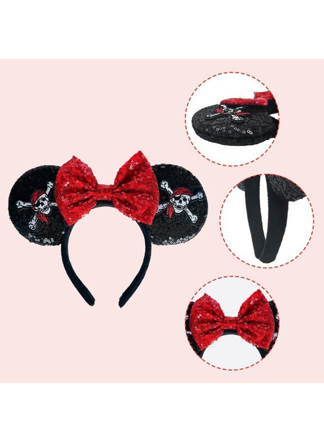 Tarocynn Mouse Ears Headband, Sequin Bow Headbands for Women Party Favors Cosplay Accessories (Pirate) - Image 5