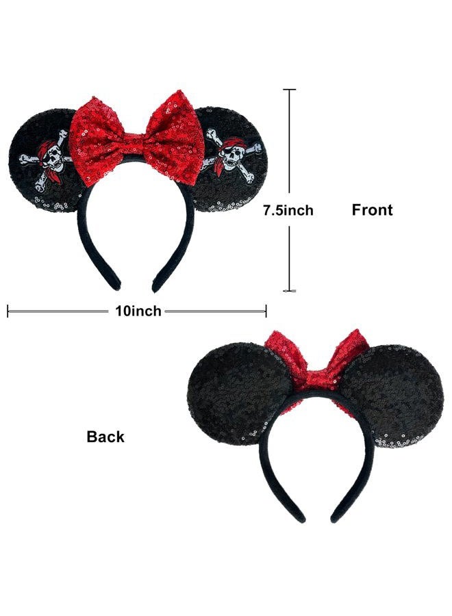 Tarocynn Mouse Ears Headband, Sequin Bow Headbands for Women Party Favors Cosplay Accessories (Pirate) - Image 4