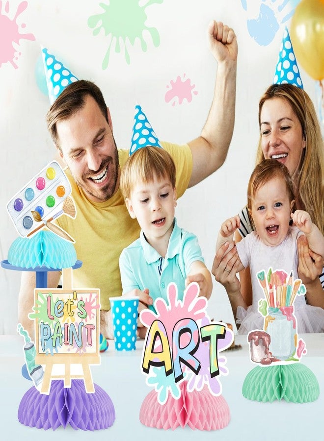 Funmemoir 8pcs Art Birthday Honeycomb Centerpiece, Art Paint Party Decorations Honeycombs Table Decor Painting Table Toppers for Art Painting Themed Birthday Party Baby Shower Girls Decoration - Image 4