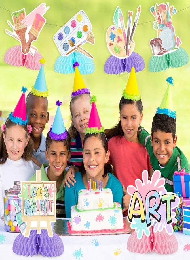 Funmemoir 8pcs Art Birthday Honeycomb Centerpiece, Art Paint Party Decorations Honeycombs Table Decor Painting Table Toppers for Art Painting Themed Birthday Party Baby Shower Girls Decoration - Image 2