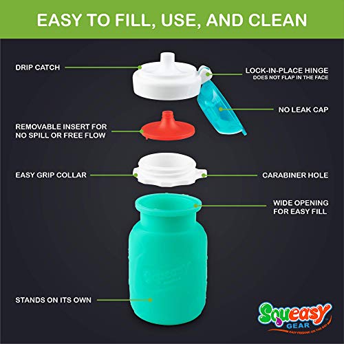 Squeasy Snacker Aqua 3.5 oz Squeasy Snacker Spill Proof Silicone Reusable Food Pouch - for Both Soft Foods and Liquids - Water, Apple Sauce, Yogurt, Smoothies, Baby Food - Dishwasher Safe - Image 4