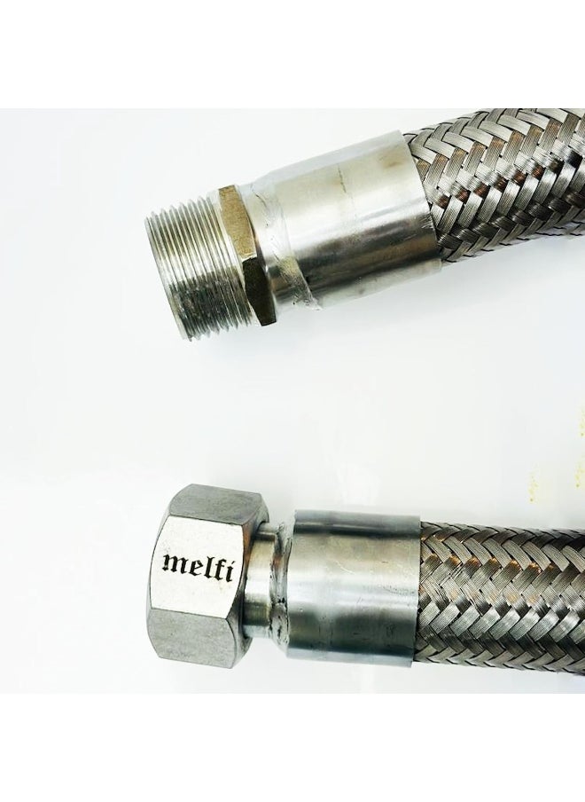 melfi Melfi 1 Inch Male And Female Corrugated Electrical Proof Pipe Braided Stainless Steel Flexible Conduit Metal Hose (60 Cm Female 1 Inch X Male 1 Inch)  - Image 1