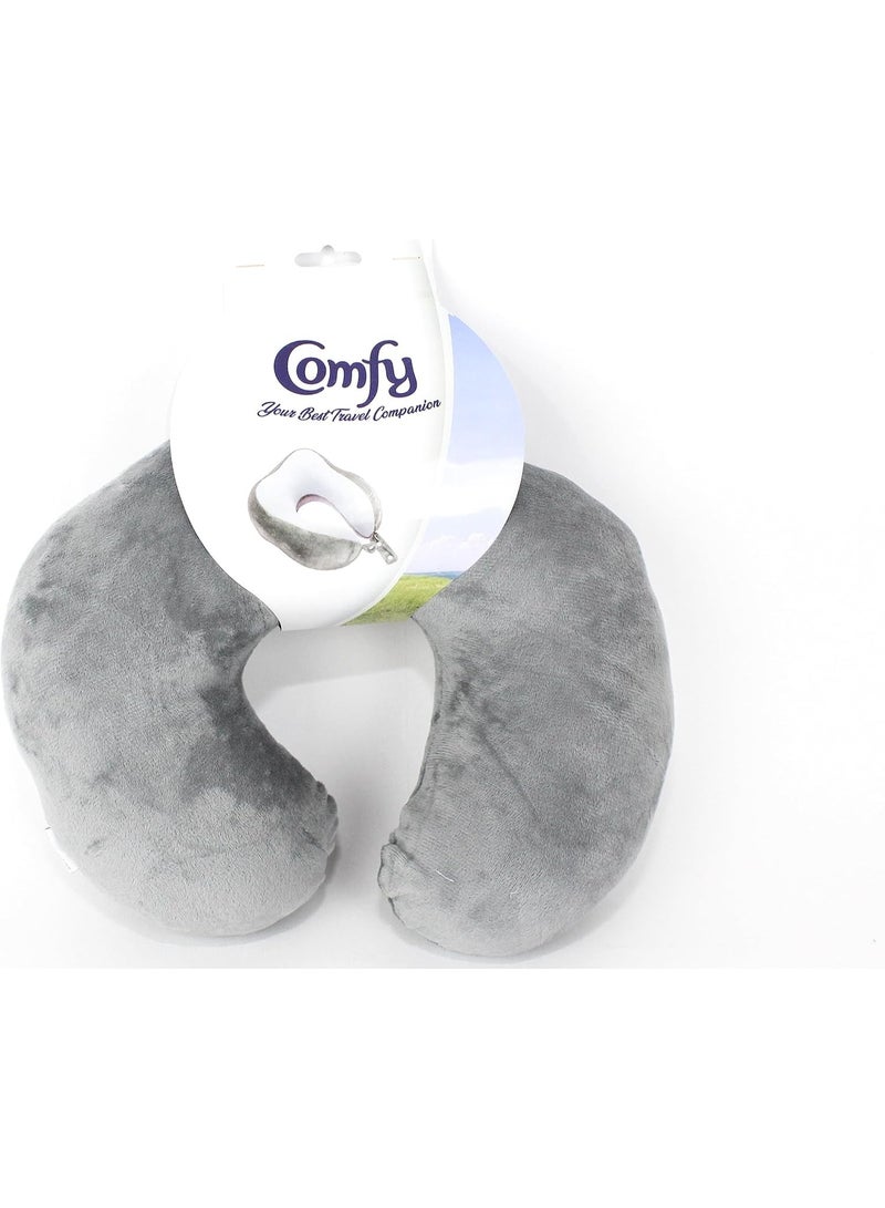 Comfy Neck Support Soft Fiber Travel Neck Pillow U-Shape For Car, Travel, Office,Airplane and Gifts - Grey - Image 3