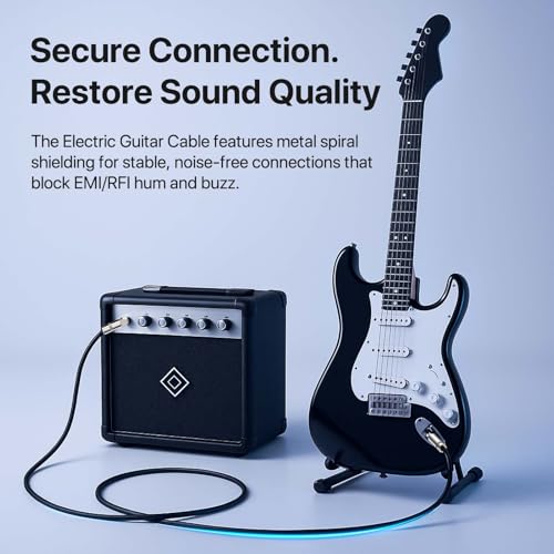 GOGHOST Short Guitar Cable 3.3ft, Amp Chord Electric Guitar Aux Amp Cord Braided, TS 1/4 Quarter Inch Straight to Right Angle Bass Instrument Cable Pro Audio (Black, 1Pack) - Image 4