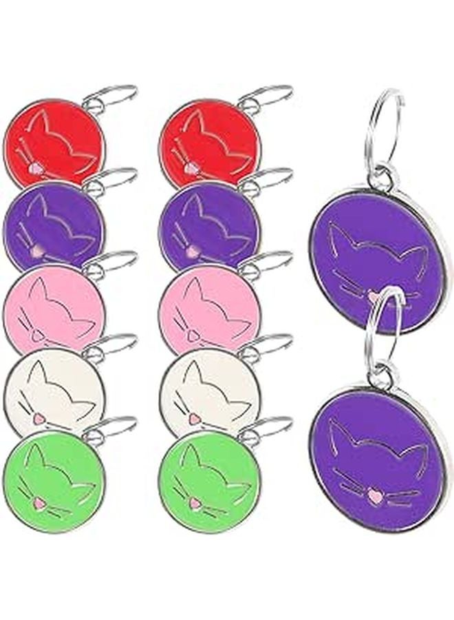 12pcs Stainless Steel Pet ID Tags Engraved Round Name Tags for Cats Dogs - Image 1