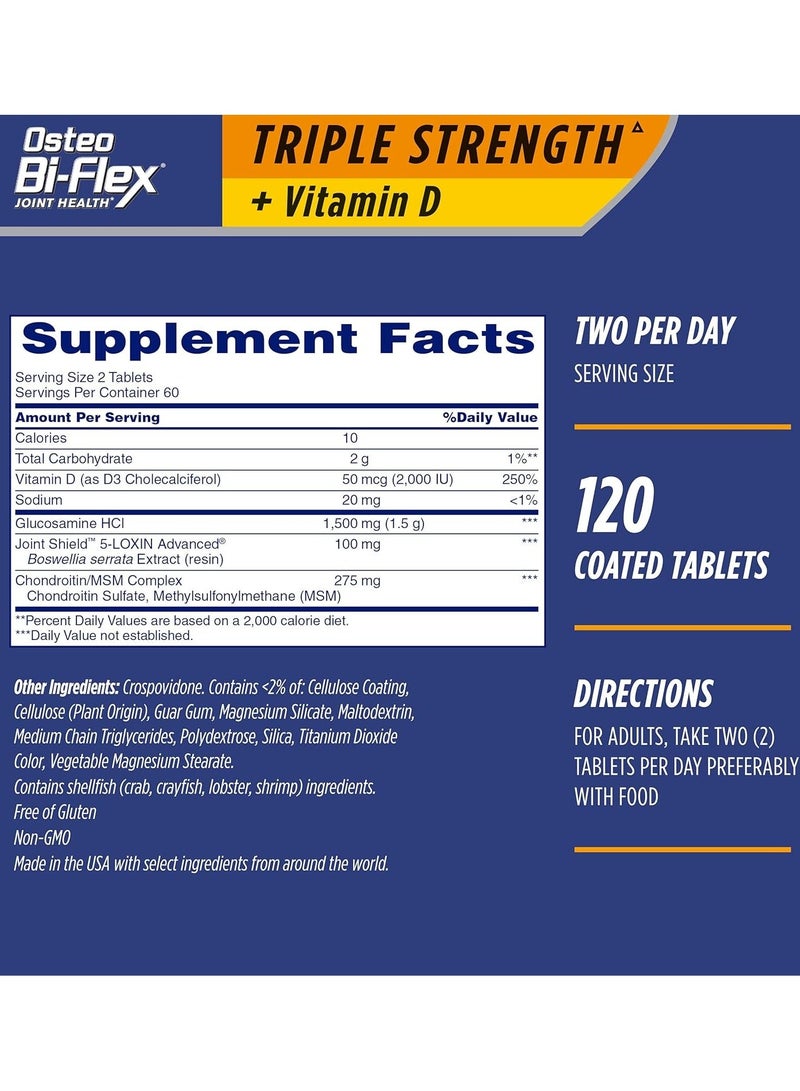 Osteo Bi-Flex Joint Health Triple Strength and Vitamin D 120 Coated Tablets - Image 2