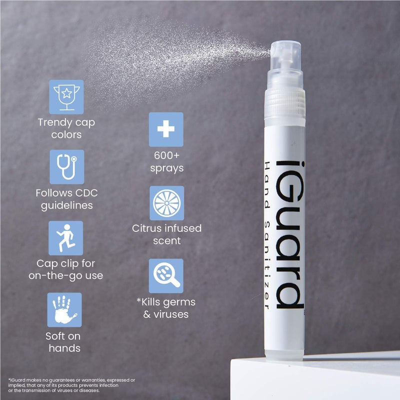 Minteer Formulas آي غارد - رذاذ مطهر لليدين - للاستخدام أثناء التنقل - محمول، للسفر، للمنزل والسيارة (حمضيات البرتقال، 6 عبوات) - Image 2