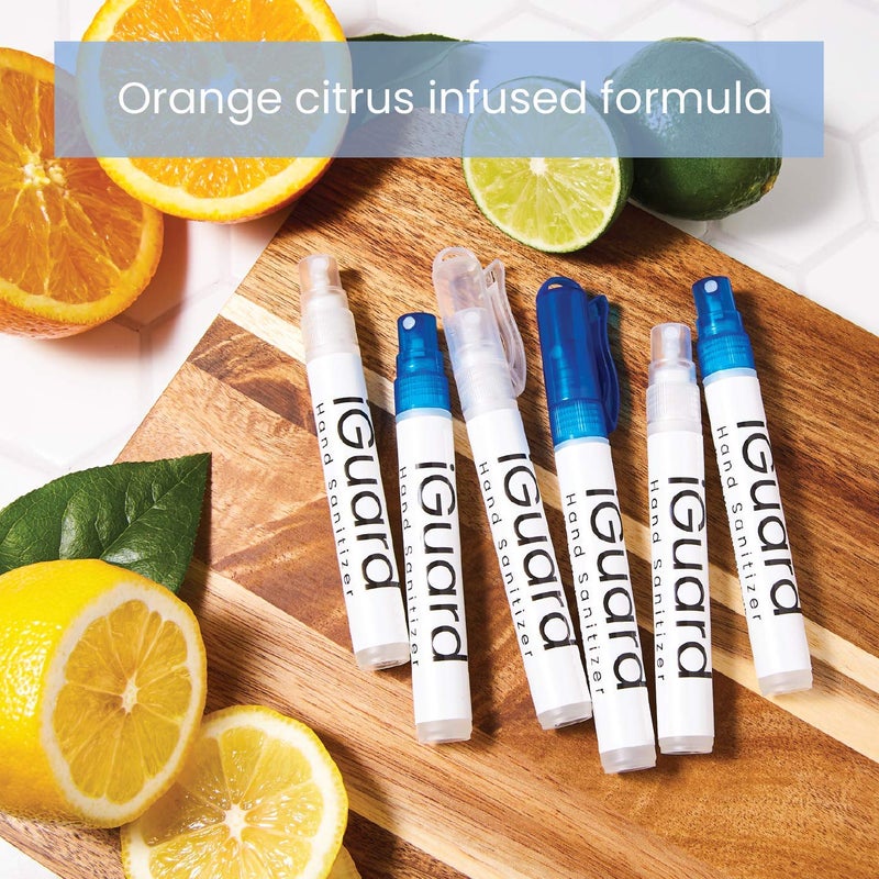 Minteer Formulas آي غارد - رذاذ مطهر لليدين - للاستخدام أثناء التنقل - محمول، للسفر، للمنزل والسيارة (حمضيات البرتقال، 6 عبوات) - Image 5