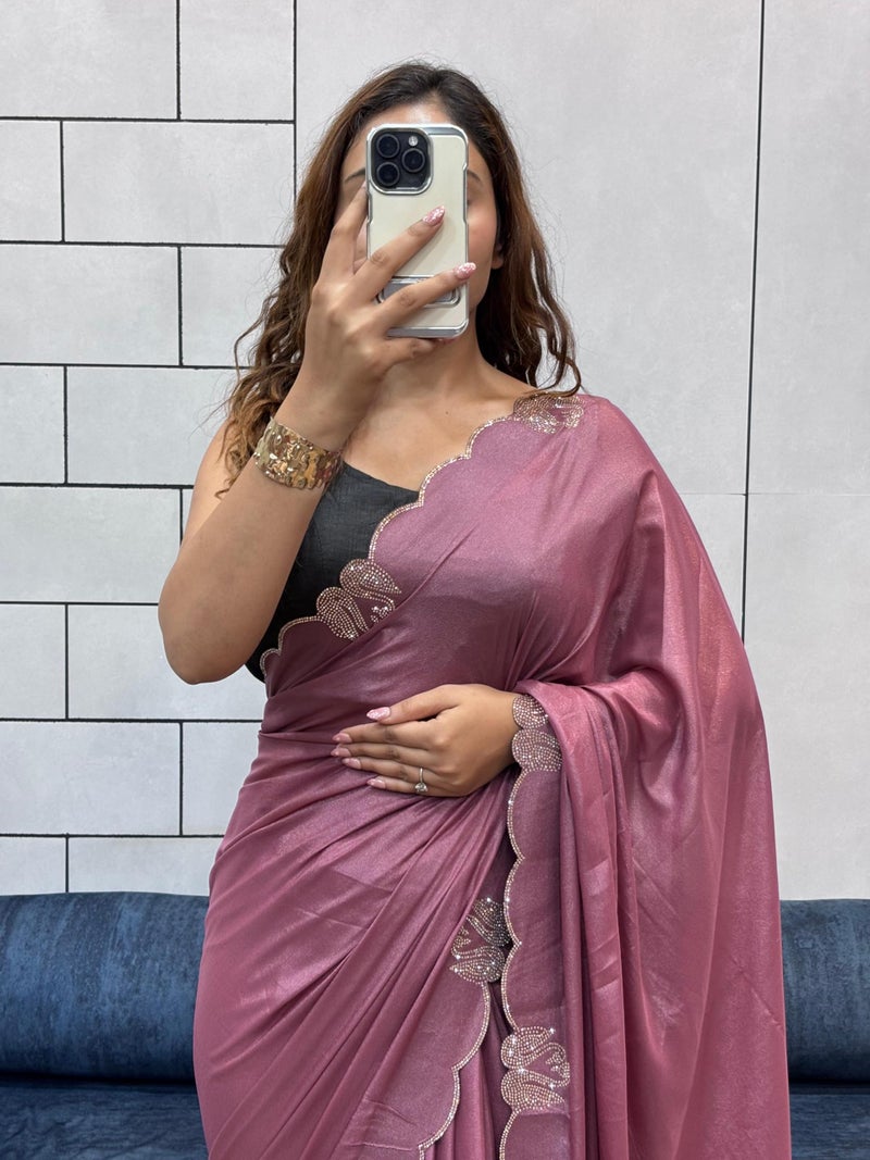SGF11 Women's Tissue Soft Silk Saree With Unstitched Blouse Piece (Pink) - Image 3