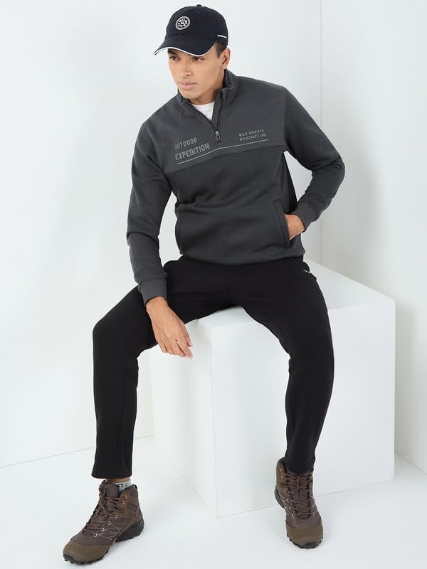 Wildcraft Men Cotton Blend Sweat Shirt | Sweatshirt for Mens | Regular Fit | (Black, M) - Image 5