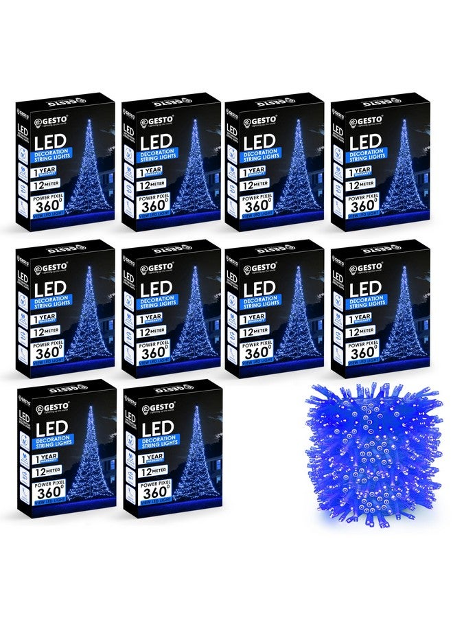 Gesto أضواء LED زرقاء من جيستو للزينة - أضواء خيطية لتزيين المنزل، أضواء خيالية | أضواء تزيين عيد الميلاد، عيد الديوالي للشرفة | أضواء بكسل سلك نحاسي (12 متر | عبوة من 10)  - Image 1