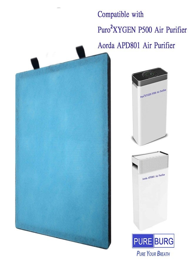 PUREBURG مجموعة فلاتر بديلة من بيوربيرغ متوافقة مع أجهزة تنقية الهواء PUROXYGEN P500 وP500i وAorda APD801، عبوة من قطعتين، فلتر H13 HEPA مع كربون نشط، نظام ترشيح ثنائي المراحل (2 في 1) بأربع مراحل. - Image 2