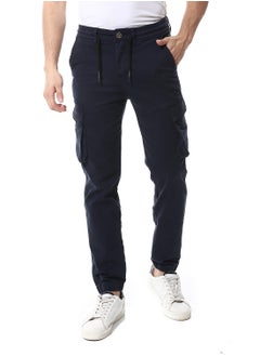 Andora Fly Zipper Button Cargo Pants_Navy Blue  - Image 1