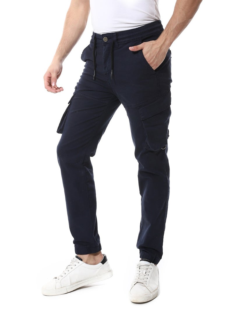 Andora Fly Zipper Button Cargo Pants_Navy Blue  - Image 2
