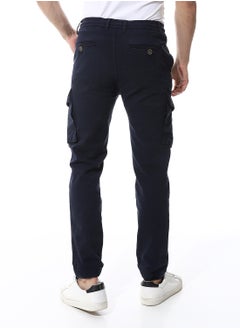 Andora Fly Zipper Button Cargo Pants_Navy Blue  - Image 3