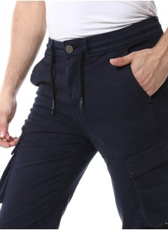 Andora Fly Zipper Button Cargo Pants_Navy Blue  - Image 4
