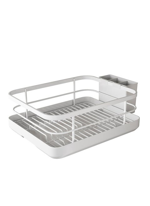 Dish Drying Rack with Drainboard Set, Large Dish Drainers for Kitchen Counter, Stainless Steel Drying Rack with Utensil Holder and Dryer Mat, Kitchen Dish Strainer Rack,White