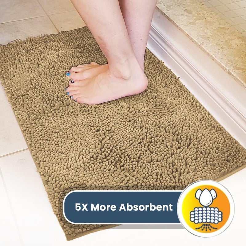 Muddy MatÂ® 4-Piece Beige Medium 30"X19" AS-SEEN-ON-TV Highly Absorbent Microfiber Door Mat, Bath Mat and Pet Rug, Non slip Thick Washable, Soft Chenille for Kitchen Bathroom Bedroom Indoor and Outdoor - Image 4