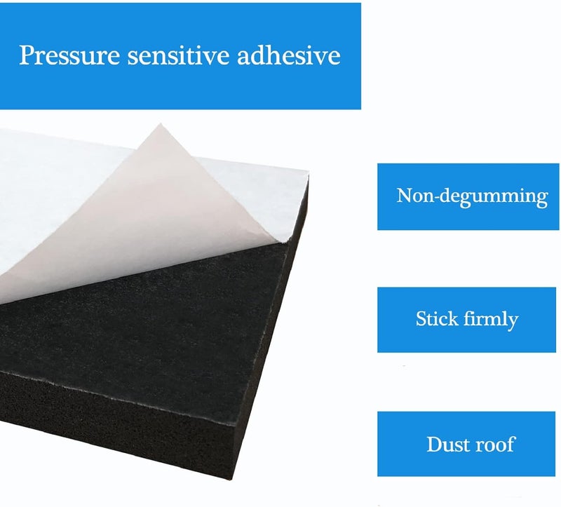 TYESMER 4 Pcs Foam Padding Sheet with Adhesive, Neoprene Rubber Adhesive Pads Closed Cell Foam Sheet for Insulation Soundproofing Anti-Slip Black (6" x 6" x 1/2", 4 Pcs) - Image 4
