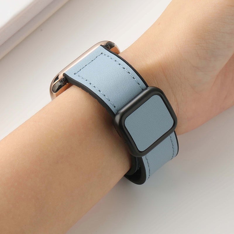 إيروريكس لساعة Apple Watch Series 7 مقاس 41 مم، سوار ساعة من السيليكون القابل للطي والمشبك المغناطيسي المربع (أسود) - Image 5