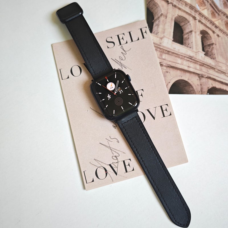 إيروريكس لساعة Apple Watch Series 7 مقاس 41 مم، سوار ساعة من السيليكون القابل للطي والمشبك المغناطيسي المربع (أسود) - Image 2