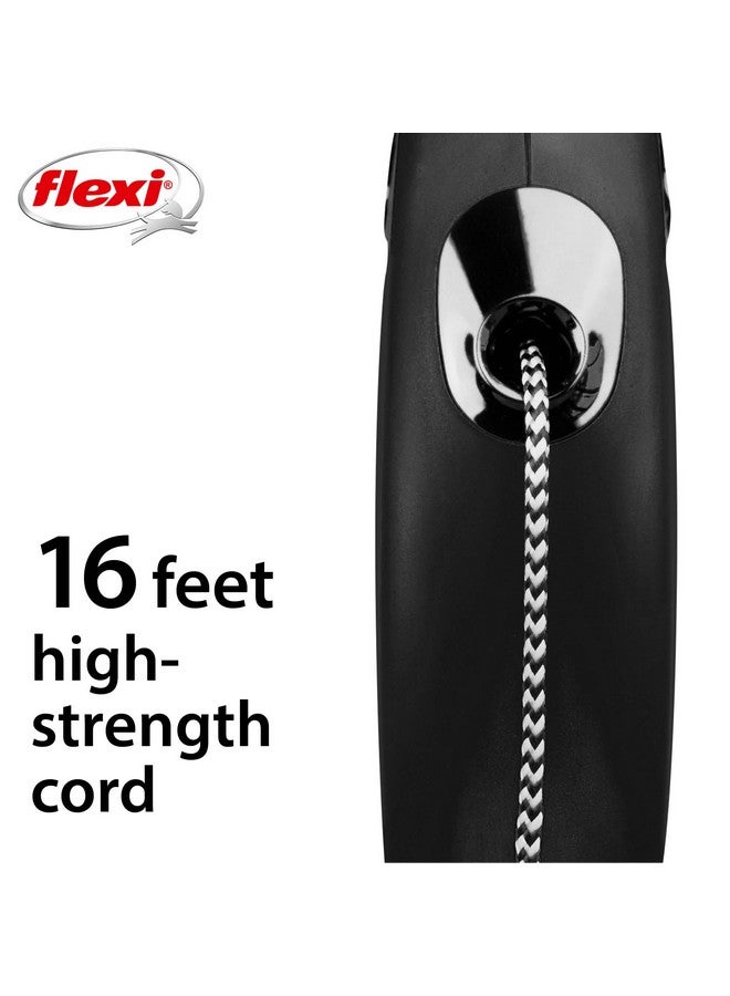 فلكسي سلسلة فليكسي الكلاسيكية الجديدة المزدوجة القابلة للسحب للكلاب الصغيرة حتى وزن 18 رطلاً - 16 قدمًا، لون أسود | سلسلة مشي للحيوانات الأليفة مقاومة للتشابك مع فرامل بيد واحدة، وإيقاف مؤقت، وقفل - Image 5
